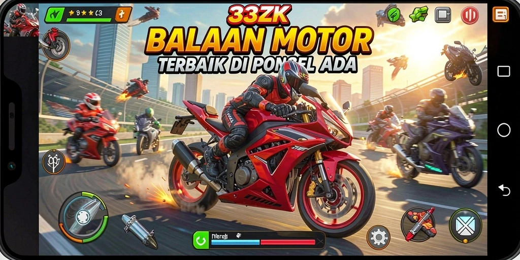 Gameplay balapan motor yang intens dan mendebarkan.