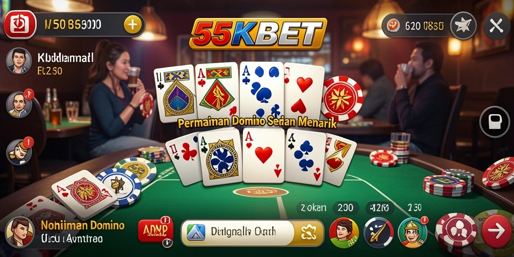Tampilan gameplay Domino yang seru di 55KBET.