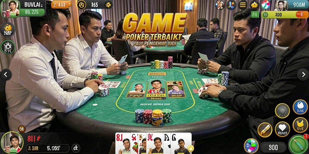 Tampilan gameplay Poker yang mendebarkan di 8II.