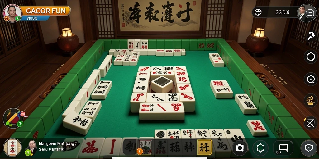 Screenshot gameplay GACORFUN, menampilkan aksi seru dalam permainan Mahjong.