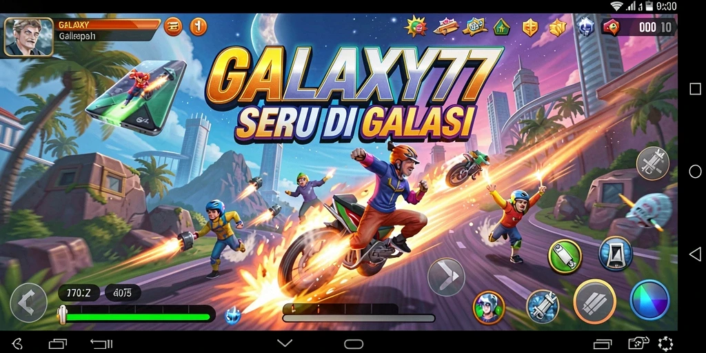 Tampilan permainan balapan yang mendebarkan di <strong>GALAXY77</strong>.