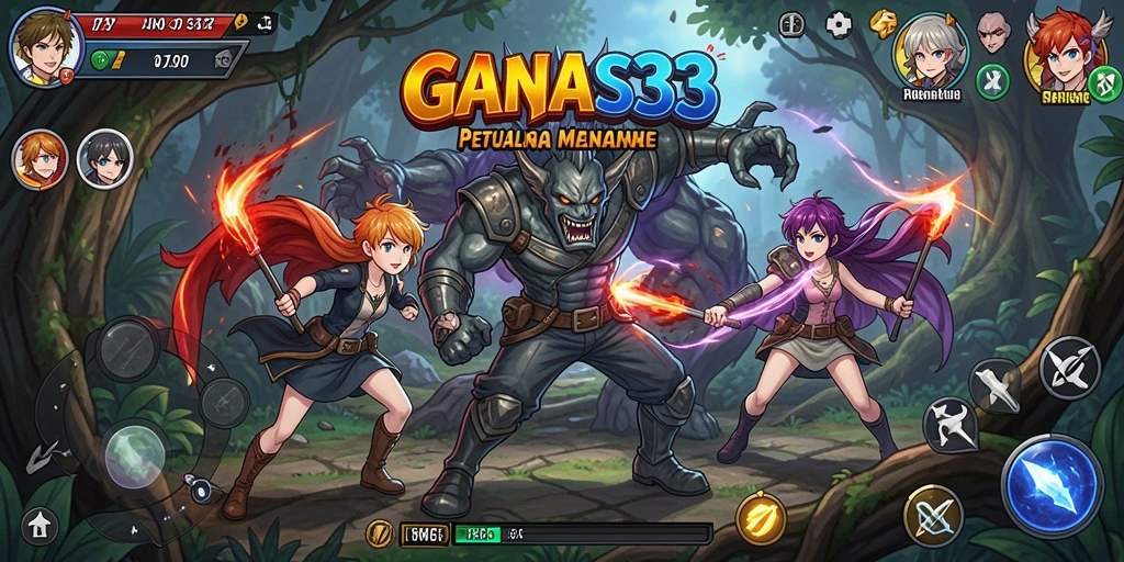 Tampilan gameplay yang menampilkan karakter Anime dalam aksi pertarungan.