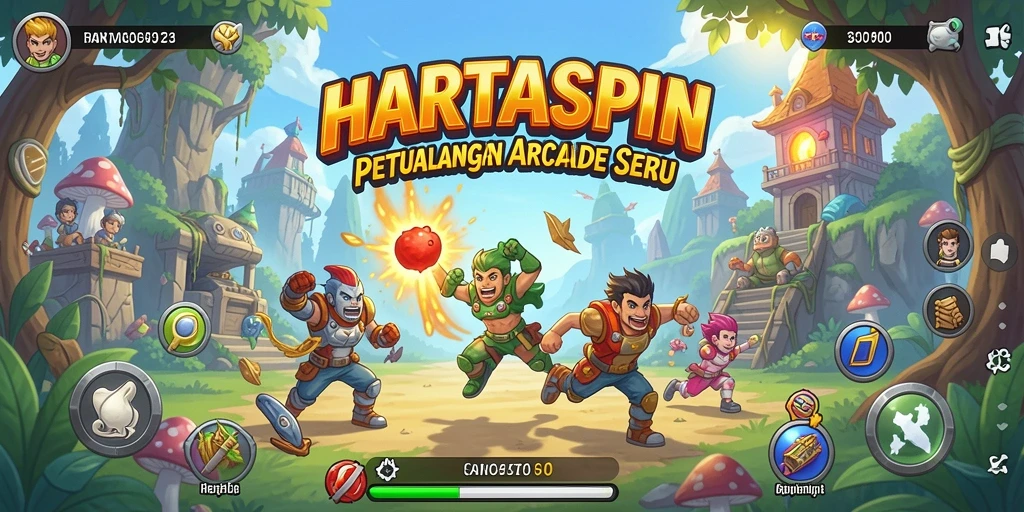 Tampilan gameplay HARTASPIN yang penuh aksi dan tantangan seru.