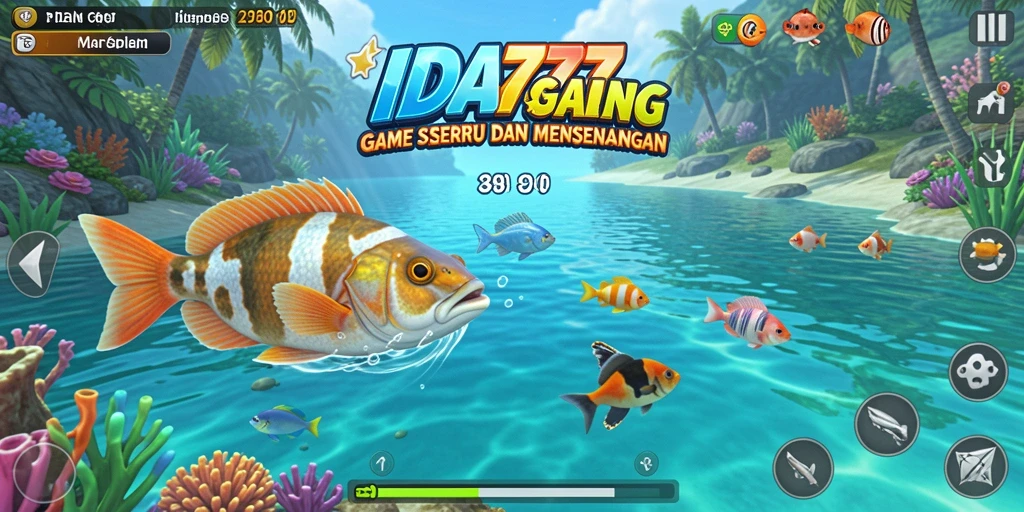 Tampilan utama permainan IDA777 dengan aksi memancing yang menarik.