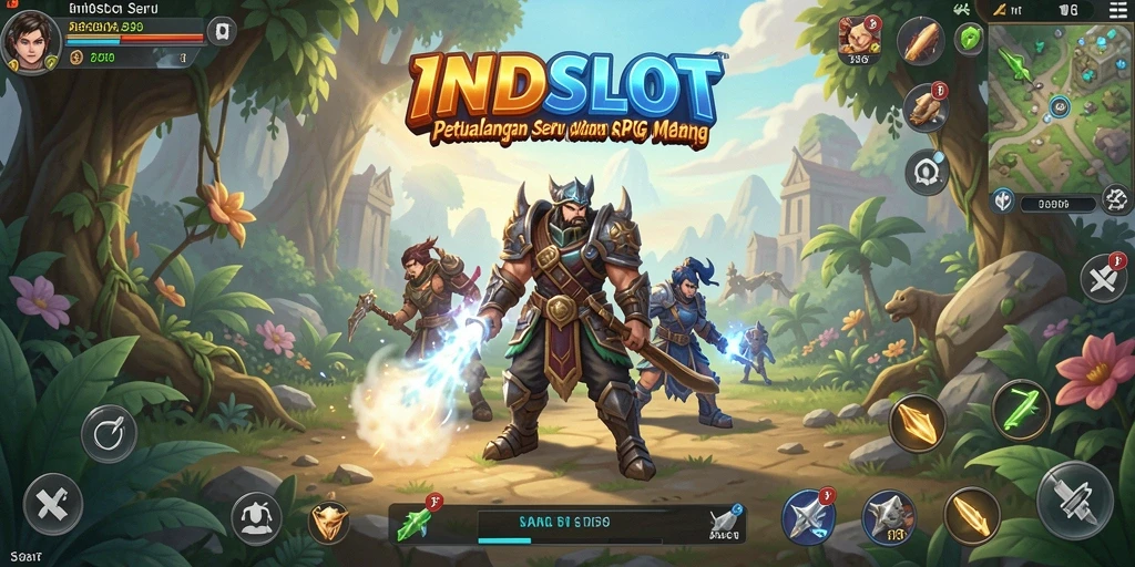 Tangkapan layar INDSLOT menampilkan petualangan seru dan aksi dalam permainan RPG.