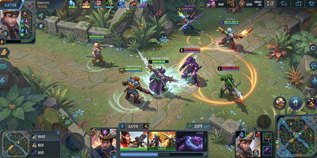 Tangkapan layar menampilkan pertempuran seru dalam game MOBA KA789.