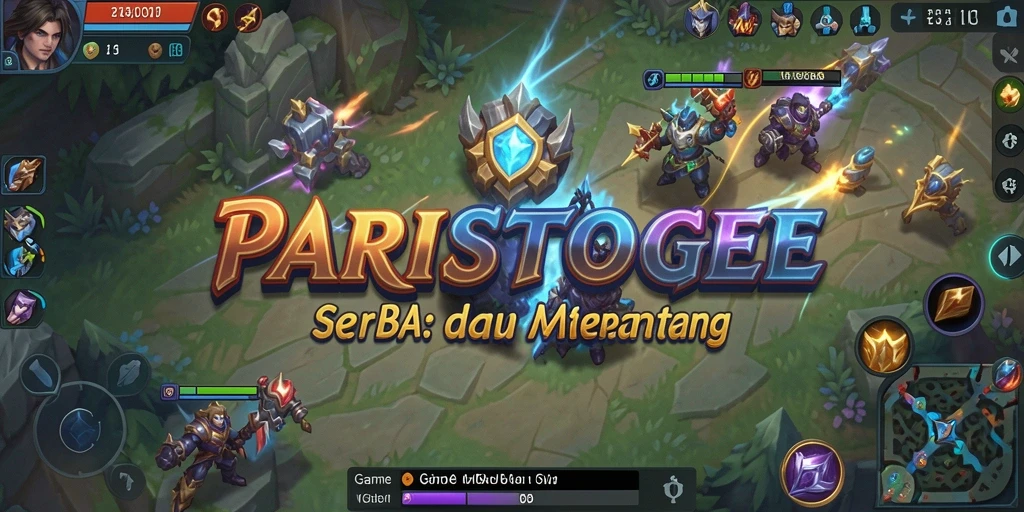 Screenshot utama PARISTOGEL menampilkan aksi seru di arena MOBA.