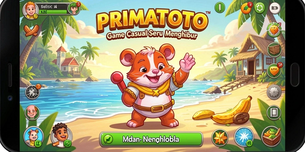 Tampilan gameplay PRIMATOTO yang penuh warna dan seru.