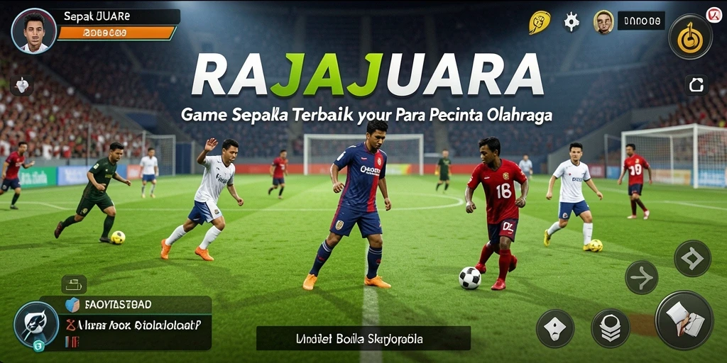 Screenshot gameplay RAJAJUARA menampilkan kegembiraan dalam bertanding di lapangan sepak bola.