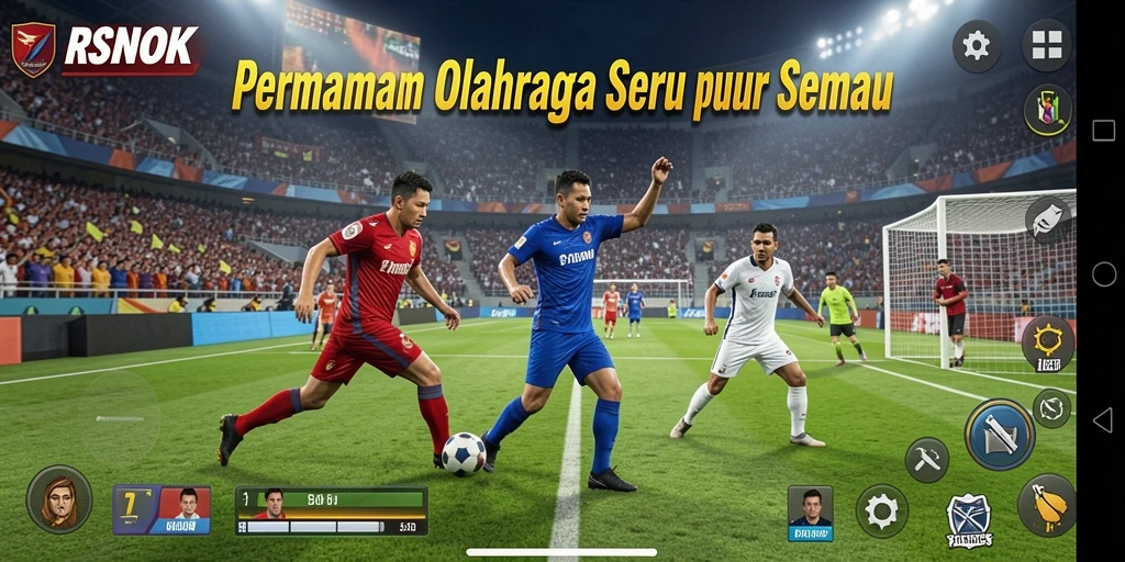 Tampilan utama gameplay RSNOK dengan aksi olahraga yang mendebarkan.