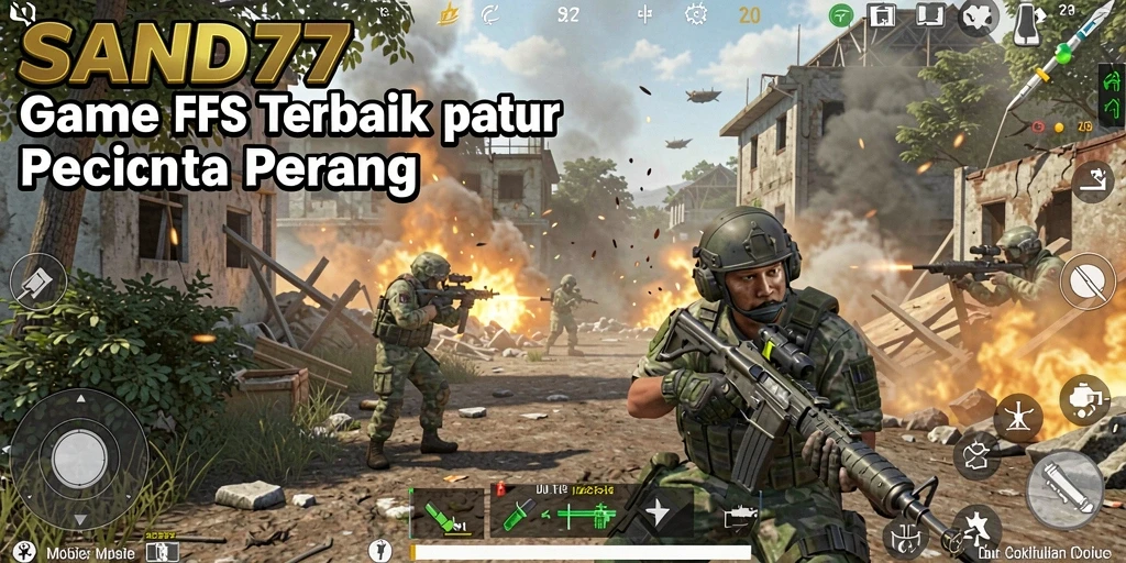 Tampilan gameplay utama SAND77 dengan aksi tembak-menembak yang intens.