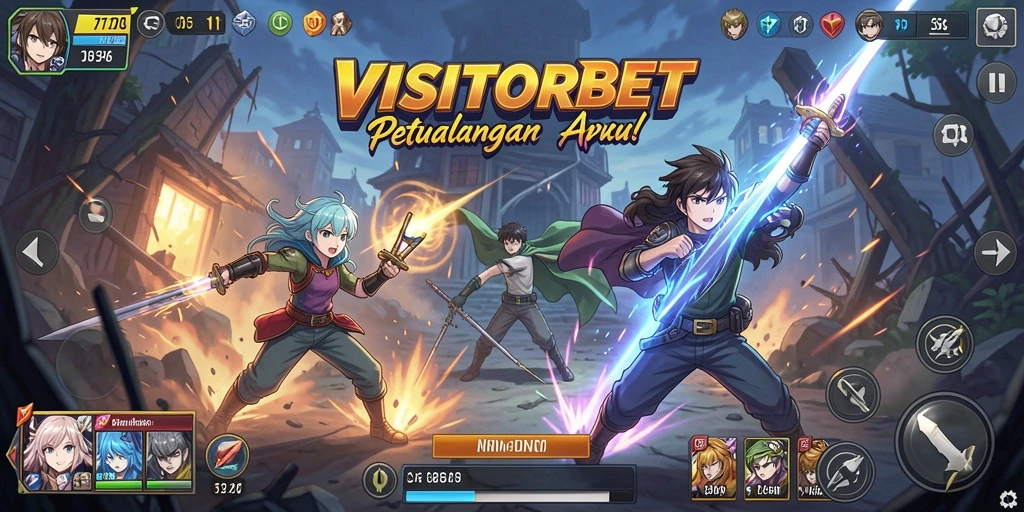Tangkapan layar gameplay VISITORBET menampilkan aksi seru karakter Anime.