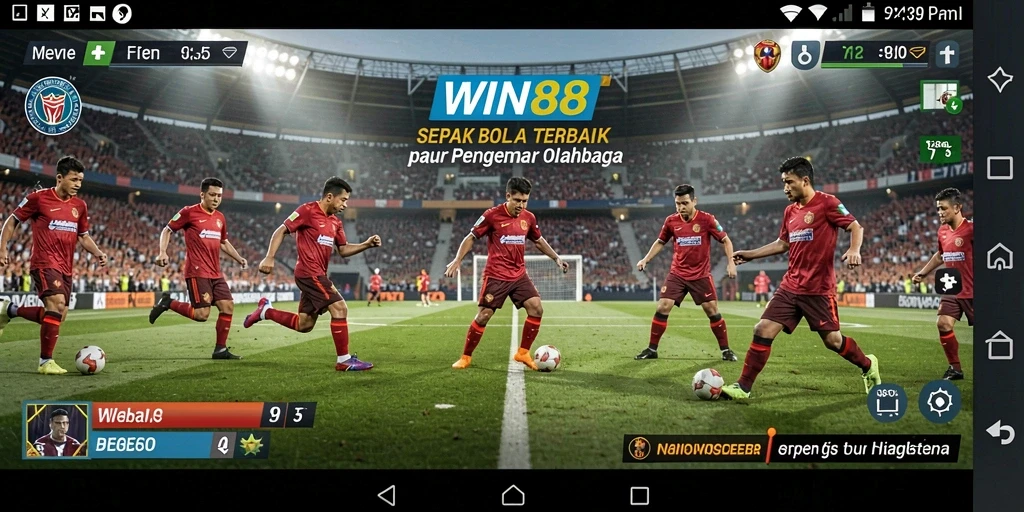 Screenshot gameplay WIN88 dengan aksi sepak bola yang mendebarkan.